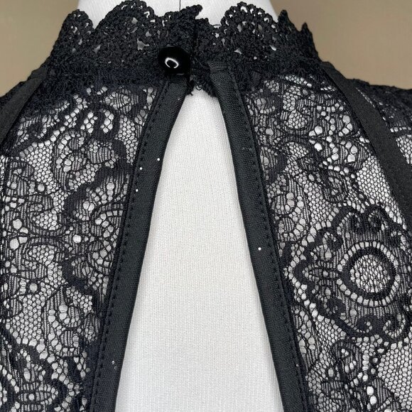 chicme Black Lace Mock Neck Open Back Sparkle Cocktail Dress XL - Picture 6 of 16